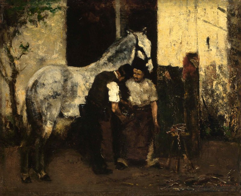 Beim-Hufschmied von Max Liebermann, 1874